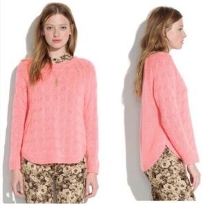 WALLACE Madewell Cutaway Cableknit Sweater Pink Wool Blends Pullover J.Crew Knit
